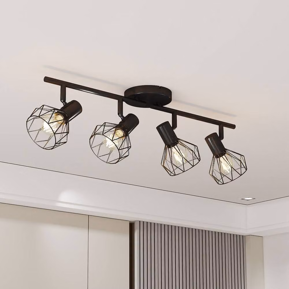 Emitto Adjustable 4-Way Black Metal Spotlight Ceiling Light with E14 Fixture – 2