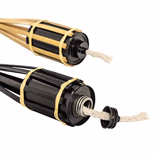 Harbour Housewares Pack of 12 Black Bamboo Garden Fire Torches, Height: 113 cm – 2