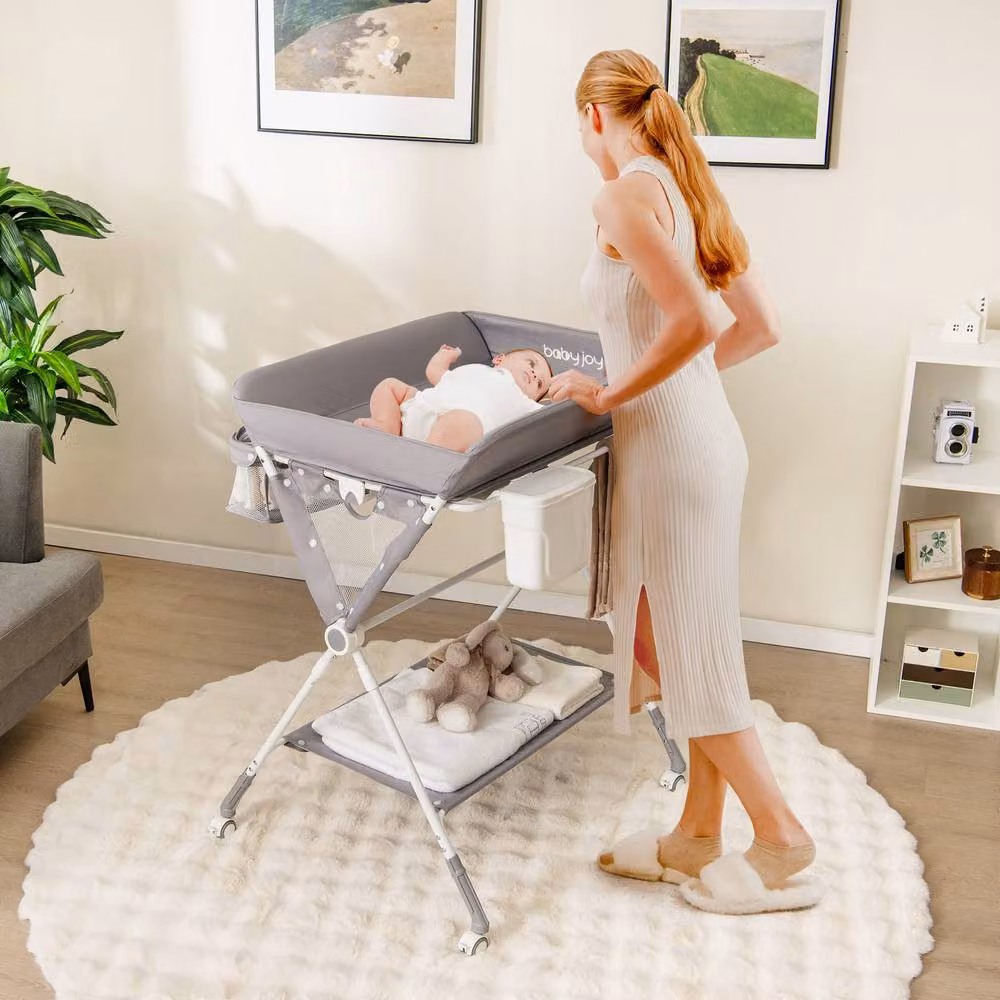 Costway Foldable Baby Diaper Changing Station in Grey – 2