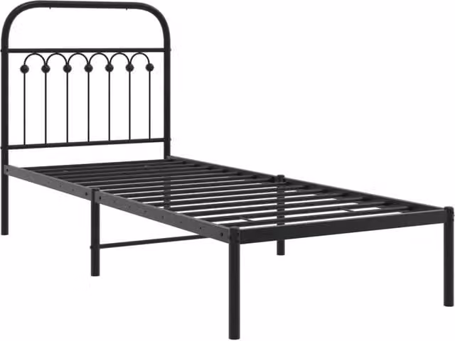 Berkfield Home Metal Bed Frame with Headboard, Black, W/D/H: 75 x 190 cm – 1