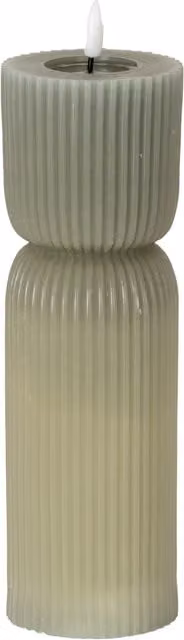 KDMK Luxe Collection Grey Real Wax Carved LED Flameless Pillar and Tealight Candles with Flicker Effect