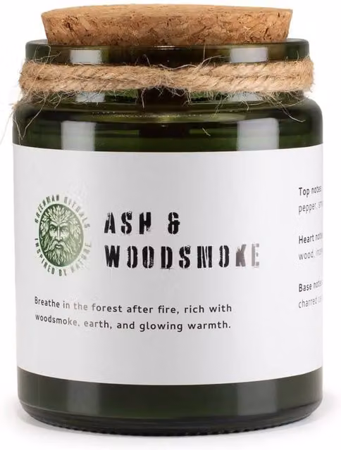 KDMD Ash & Woodsmoke Soy Candle with Woodwick, Green, 26 Hour Burn Time – 1