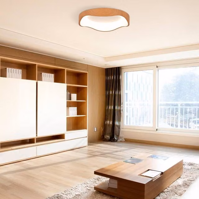 Costway Modern 18W LED Ceiling Light in Natural Wood and White for Bedroom, Living Room or Hallway – 1