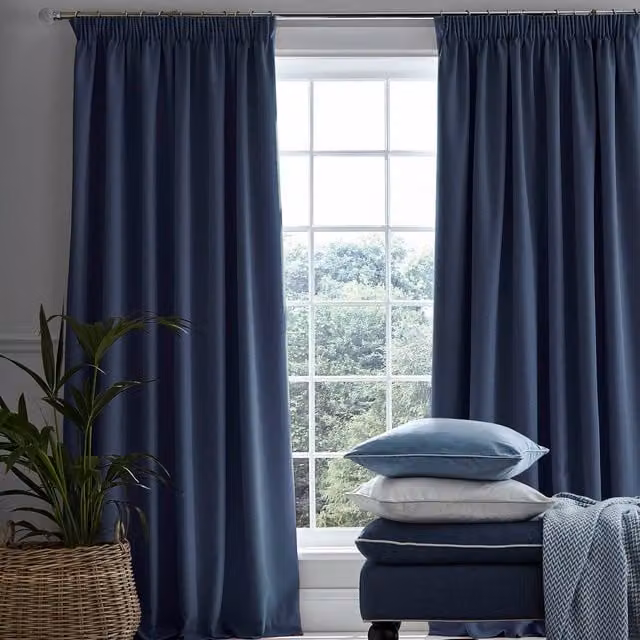 Laura Ashley Stephanie Thermal Blackout Curtains in Midnight Blue