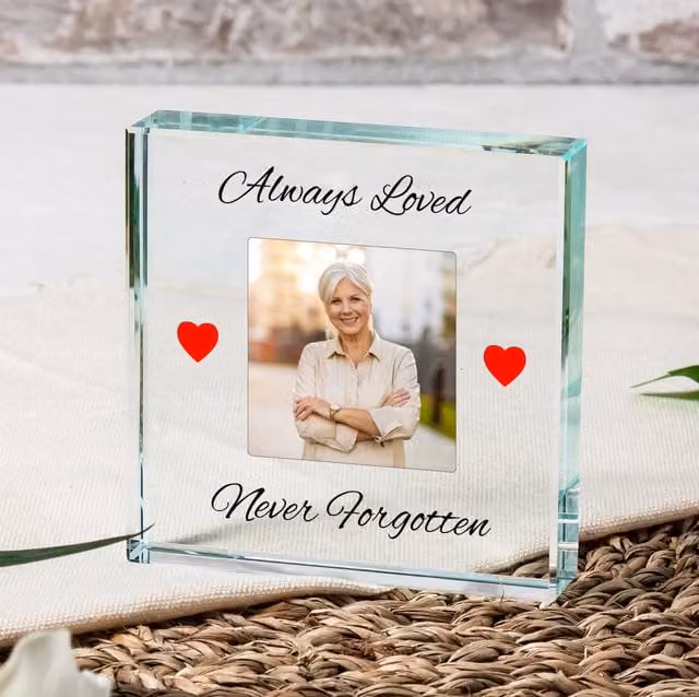 Uniqueful Personalised Always Loved Glass Token Sympathy Gift in Transparent and Beige