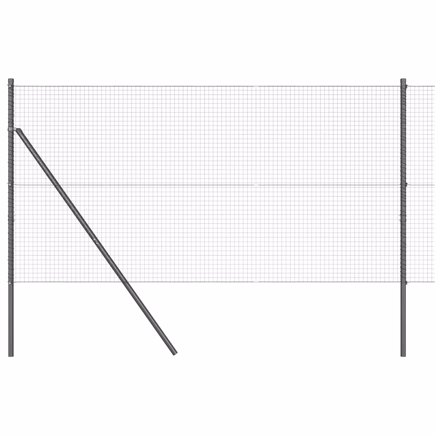 Berkfield Home Grey Steel Welded Wire Fence with 13 Posts, W: 25 m, H: 1.4 m – 2