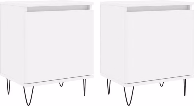 Berkfield Home Set of 2 White Bedside Cabinets in Engineered Wood, W/D/H: 40 x 30 x 50 cm