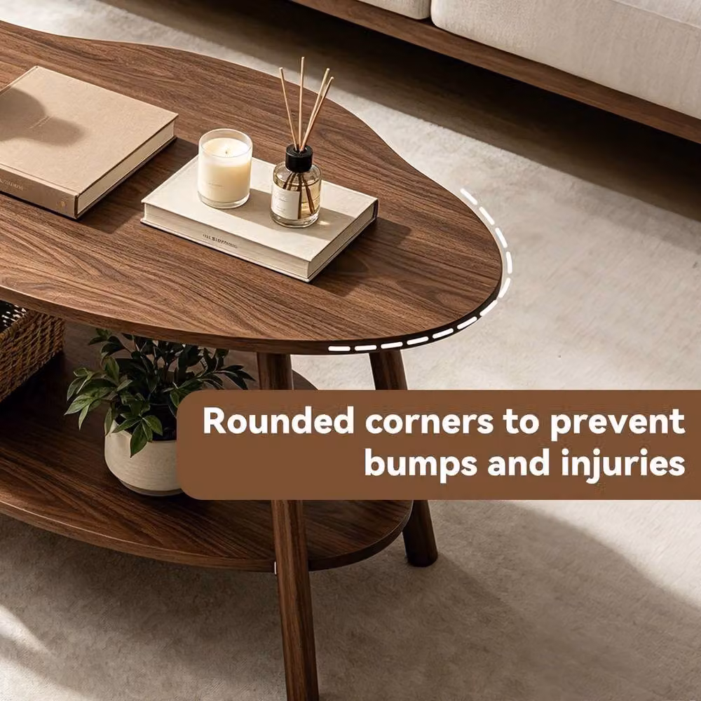 Havendro Modern Brown Rectangular Coffee Table with 2-Tier Storage Shelf, W/D/H: 50 x 40 x 40 cm – 3