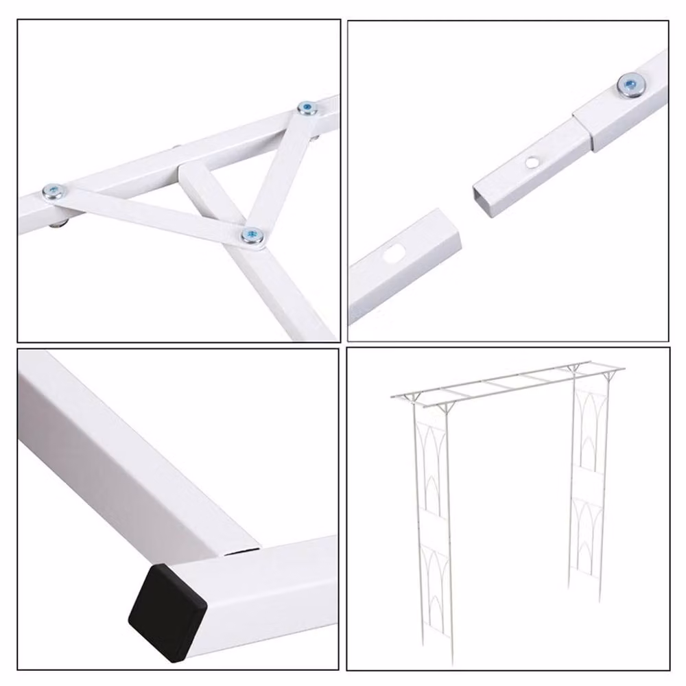 NESTLUNE White Metal Garden Wedding Arch and Climbing Trellis Stand, W/D/H: 100 x 100 x 100 cm – 4