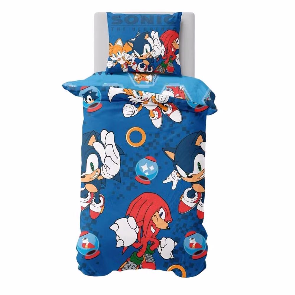 Sonic the Hedgehog Team Reversible Microfibre Duvet Cover Set, Multicolour and Blue, W: 90 cm, H: 200 cm – 3