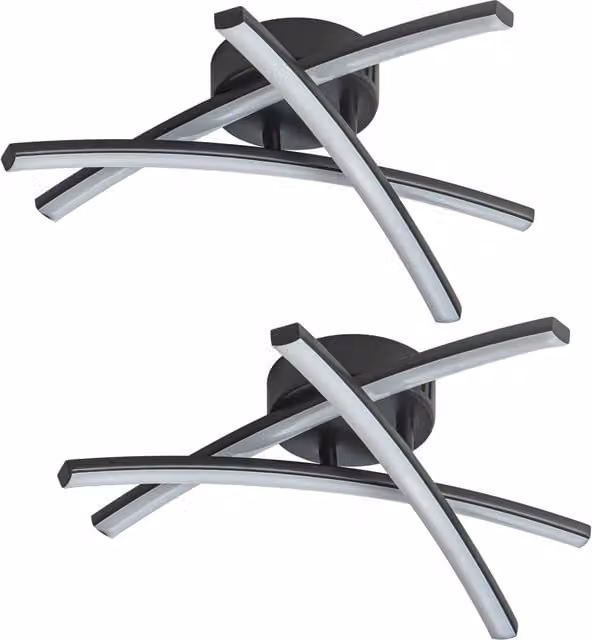 First Choice Lighting Yardley Set of 2 Black Opal LED Flush Ceiling Lights