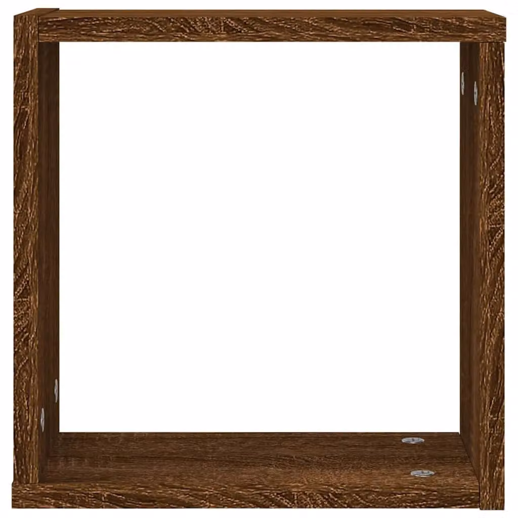Berkfield Home Wall Mounted Cube Shelves, 2 Pack, Brown Oak, W/D/H: 30 x 15 x 30 cm – 5
