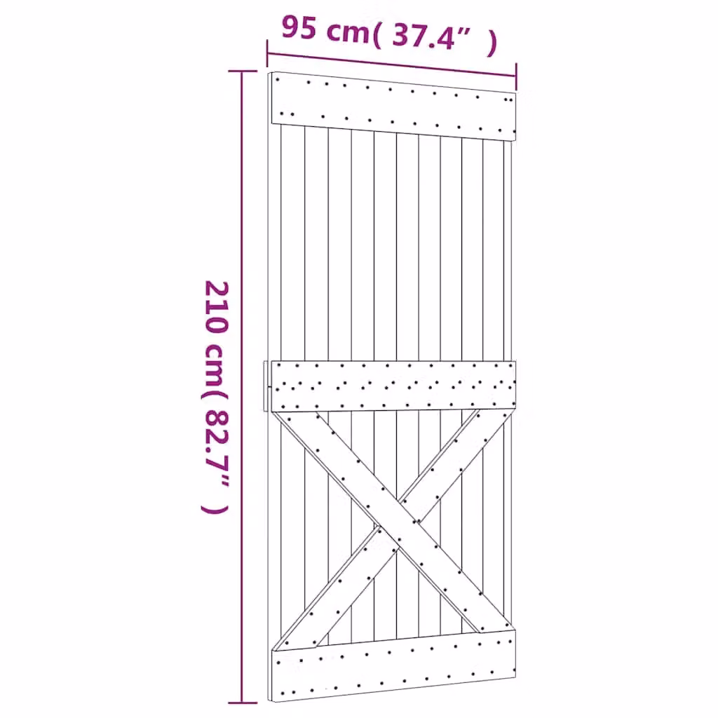 Berkfield Home Narvik Rustic Sliding Wood Door, Brown, W: 95 cm, H: 210 cm – 2