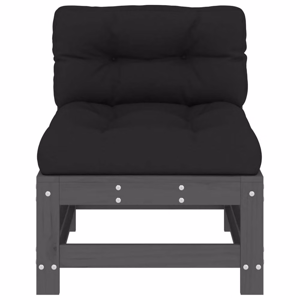 Berkfield Home Middle Sofas with Cushions, 2 Piece Set in Grey with Solid Pine Wood Frame – 4