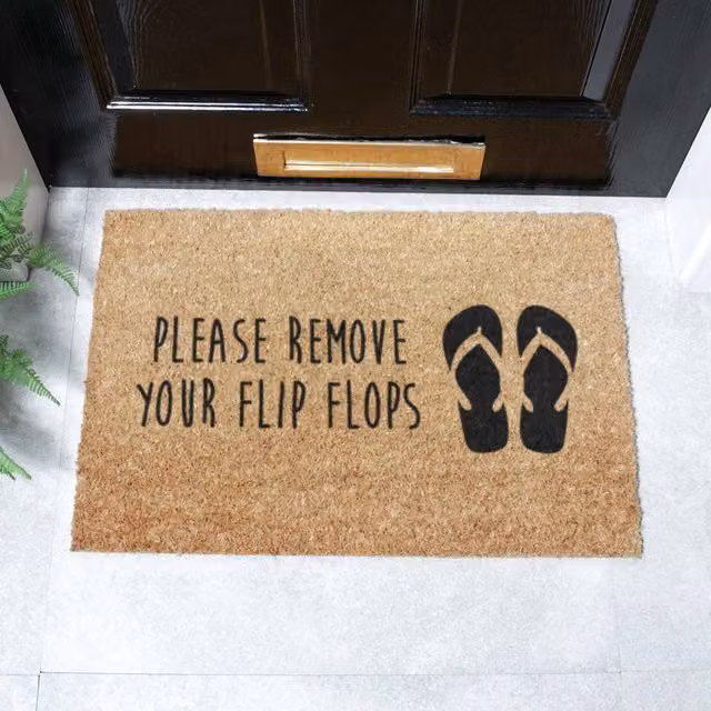 Artsy Mats Please Remove Your Flip Flops Coir Doormat, Brown, W: 60 cm, D: 40 cm