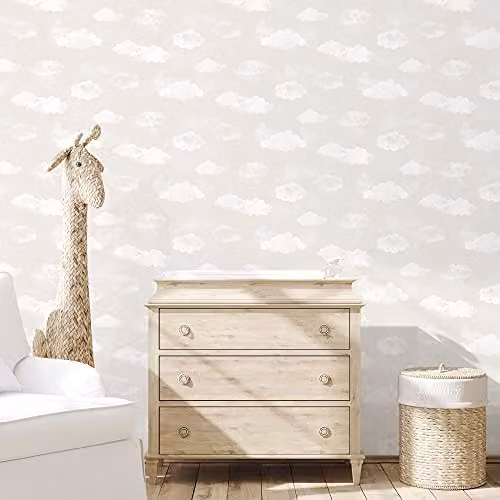 Galerie Tiny Tots 2 Cloud Greige Abstract Washable Non-Woven Wallpaper for Children's Rooms