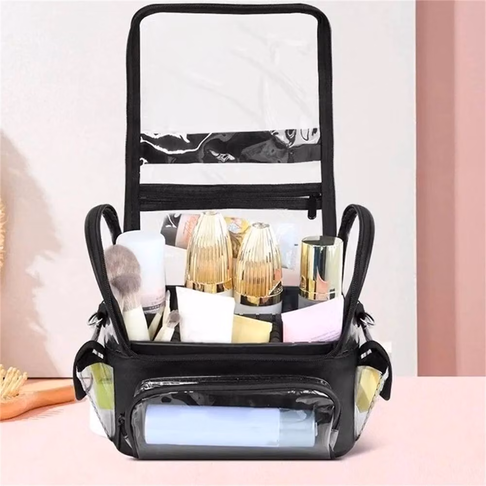 SPETLEK Makeup Vanity Storage Box Organizer for Cosmetic Travel in Black and Transparent, W/D/H: 23.5 x 26.0 x 17.0 cm – 3