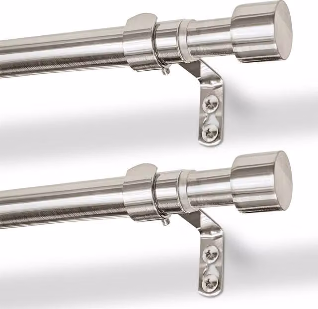 Harbour Housewares Pack of 2 Extendable Metal Curtain Pole Kit in Silver, 77 to 250 cm – 1