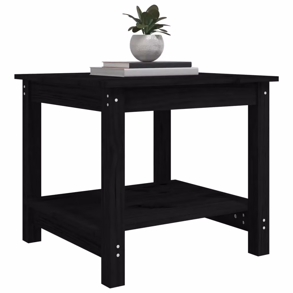 Berkfield Home Black Rustic Solid Pine Square Coffee Table W/D/H: 50 x 50 x 45 cm – 3