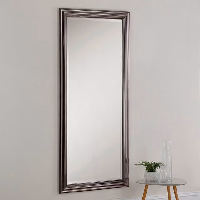 Yearn Modern Rectangular Silver Wall Mirror, W: 76 cm, H: 167 cm