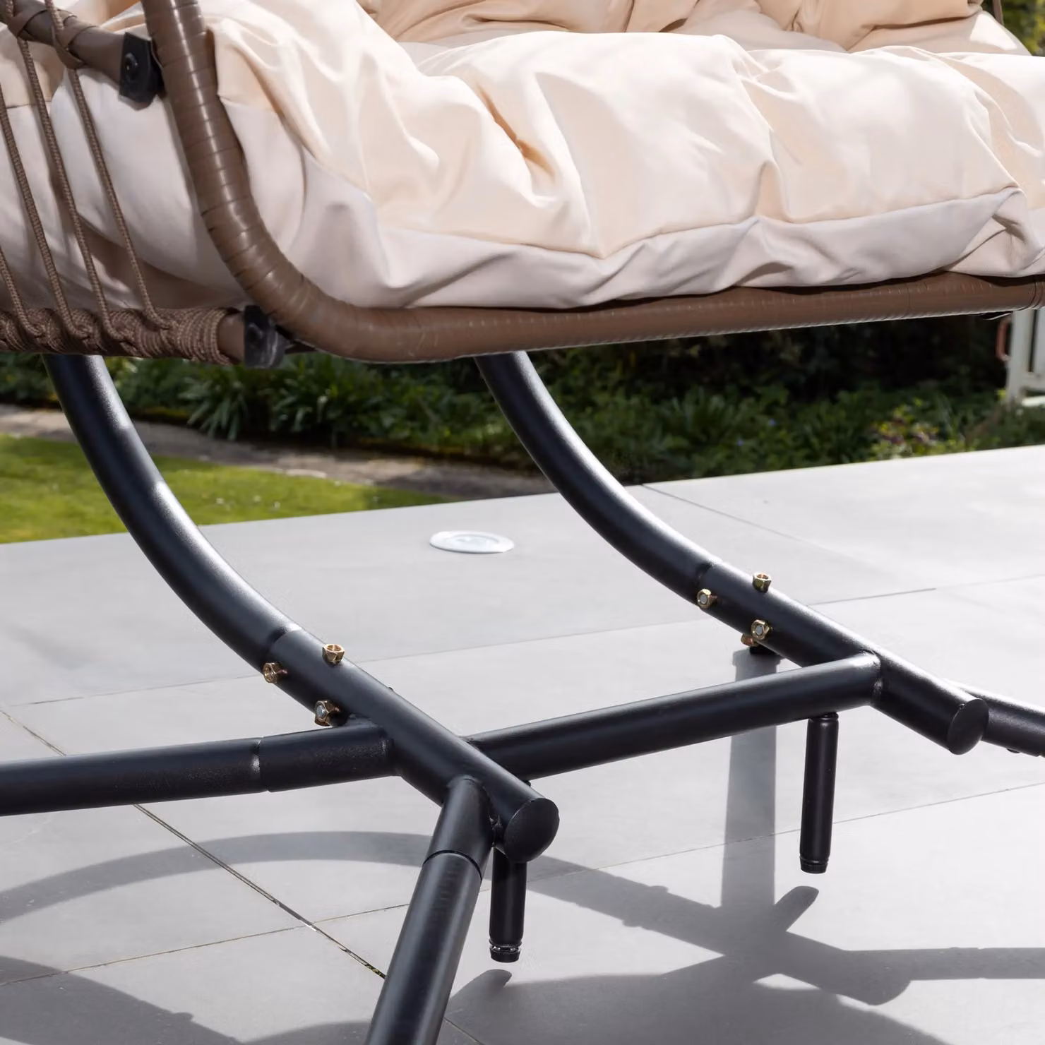 Artemis Home Haversham Double Swinging Garden Seat in Beige with Weatherproof Cushions – 3
