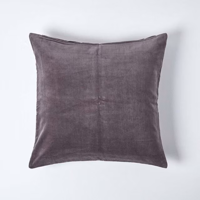 Homescapes Velvet Cushion Cover, Grey and Orange, W/D/H: 40 x 40 x 40 cm
