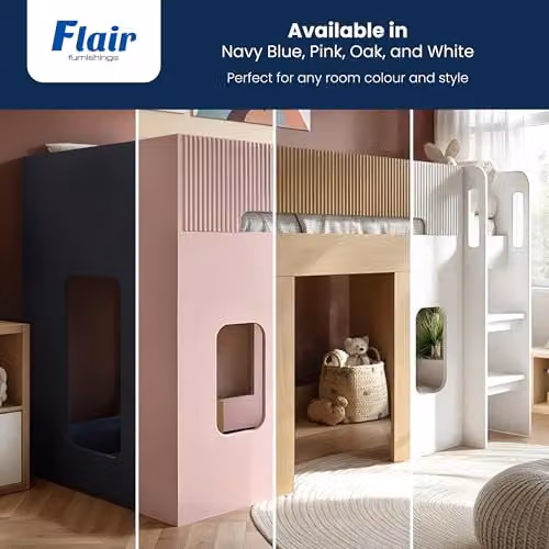 Flair Furnishings Lino Playhouse Kids Mid Sleeper Bed, Brown/Oak, W/D/H: 190 x 90 x 107.2 cm – 7