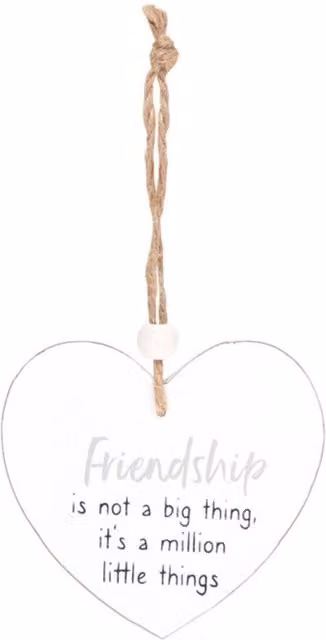 KDMK Friendship Is Million Little Things Hanging Wooden Heart Decoration, White