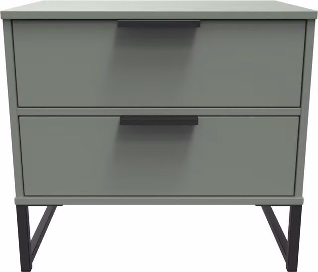 Ready Assembled 2 U Tamworth 2 Drawer Bedside Cabinet in Pale Green – 1