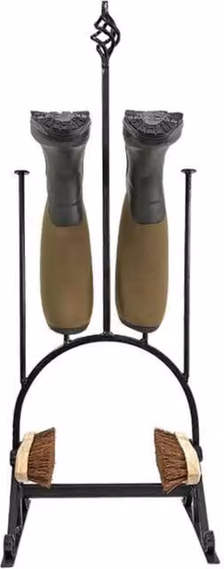 Garden Pride Freestanding Metal Boot Stand with Boot Brush in Matt Black