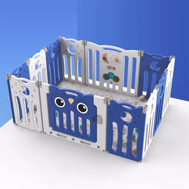Livingandhome Foldable Configurable Baby Playpen and Toddler Activity Center, Blue, W: 143 cm, D: 106 cm, H: 106 cm