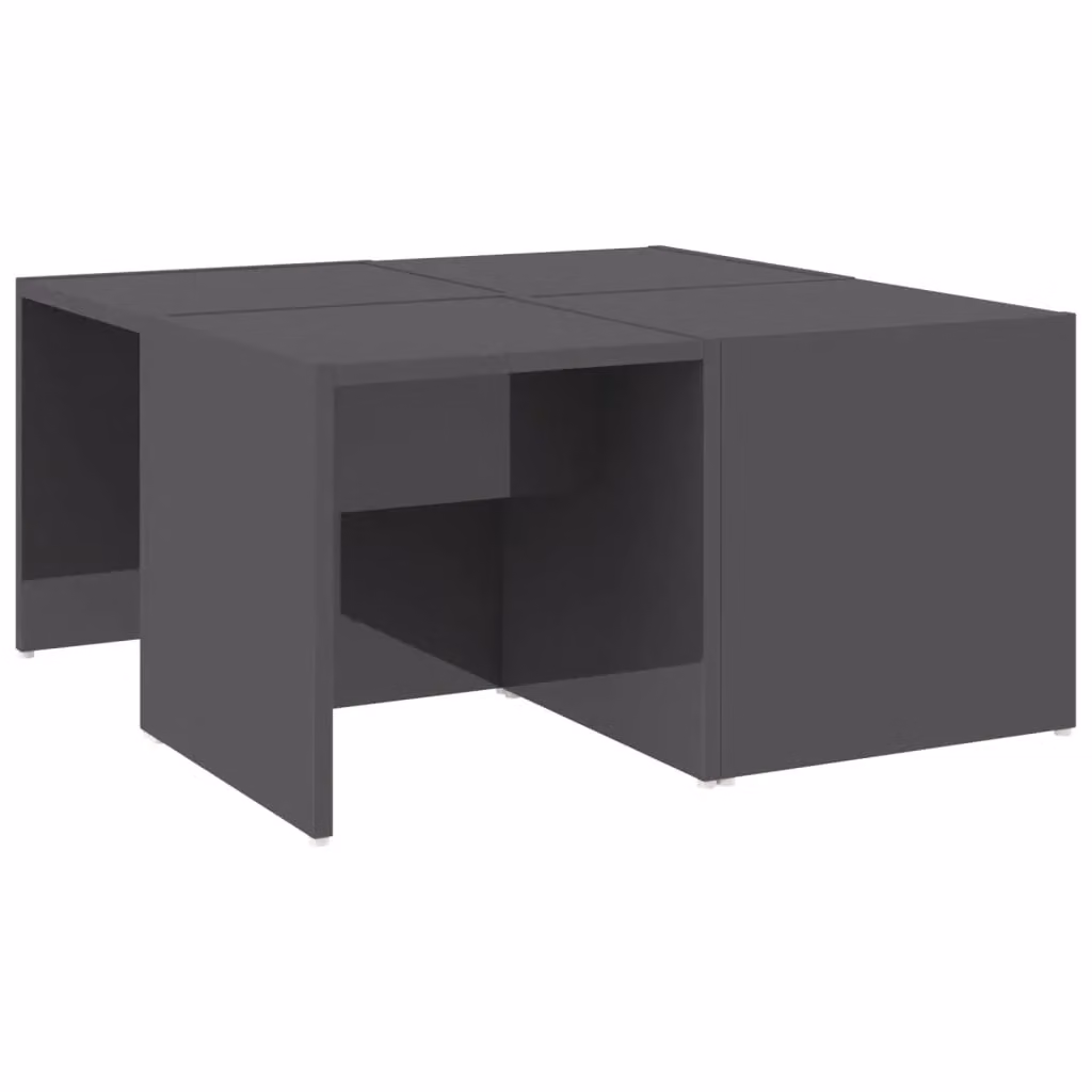 Berkfield Home Set of 4 Square Coffee Tables in High Gloss Grey, W/D/H: 33 x 33 x 33 cm – 2