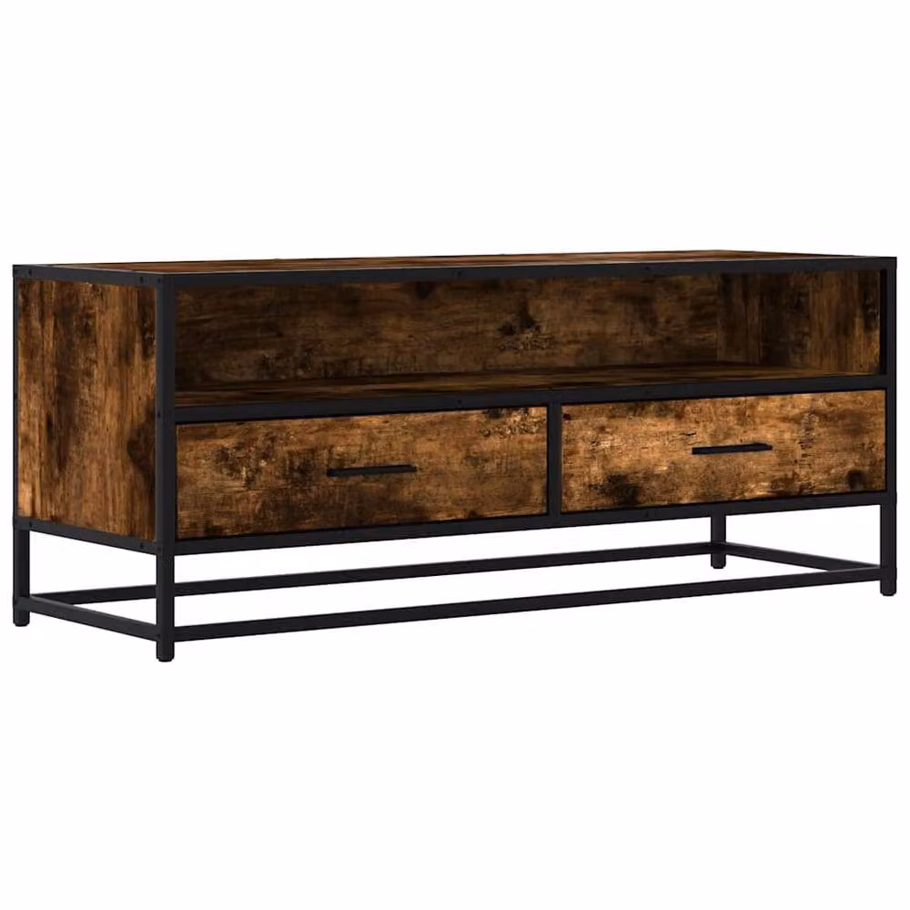 Berkfield Home Industrial TV Cabinet in Smoked Oak and Brown, W/D/H: 100 x 34.5 x 40 cm – 3