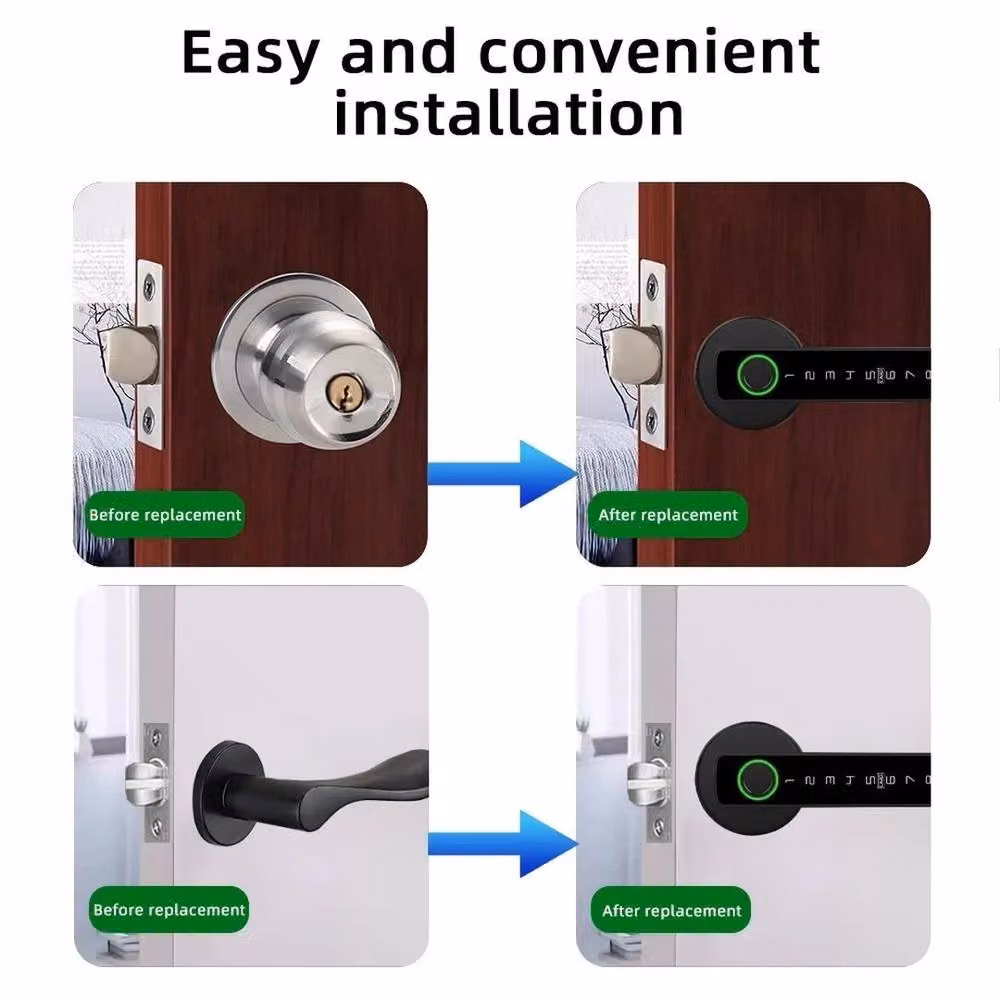 SPETLEK Black Smart Fingerprint Door Lock with Digital Keypad and IC Card – 1