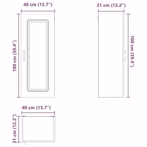 vidaXL White Dishwasher Panel Kalmar, W/D/H: 40 x 31 x 100 cm