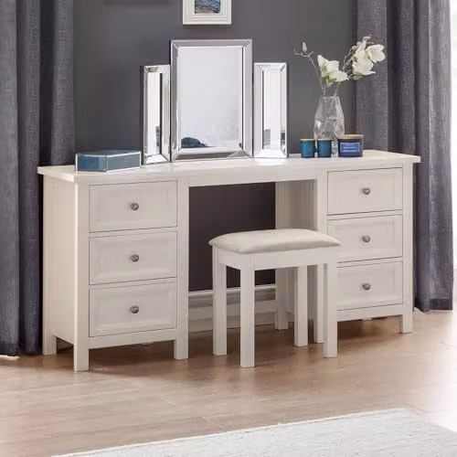 Julian Bowen Maine Classic Dressing Table with 6 Drawers, White, W: 145 cm, D: 44 cm, H: 74.5 cm