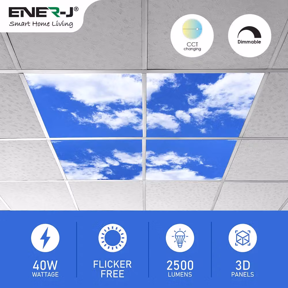 ENER-J Colour Changing Sky Cloud LED Panels, Pack of 4, White, Diameter: 25 cm, Height: 19 cm – 3