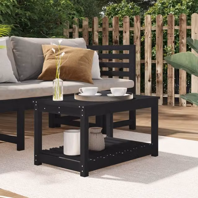 Berkfield Home Rustic Black Solid Wood Pine Garden Table W: 82.5 cm, D: 50.5 cm, H: 45 cm – 1
