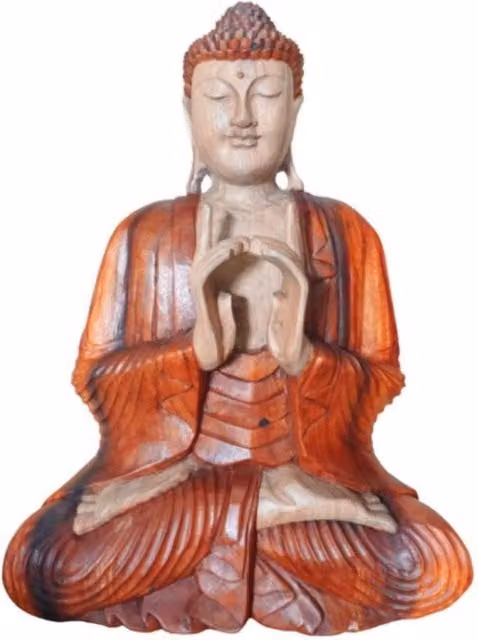 KDMD Hand Carved Suar Wood Buddha Statue, Brown, Height: 60 cm