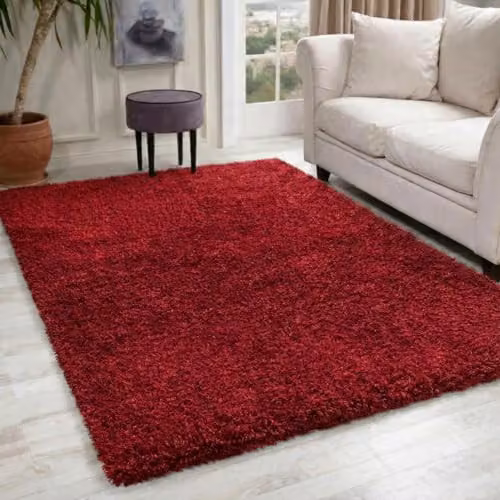 Serdim Rugs Plain Red Modern Machine Woven Living Room Area Rug, W: 120 cm, L: 170 cm – 1