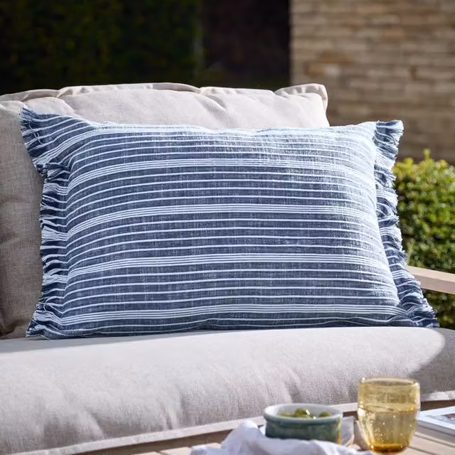 Make It A Home Blue Striped Rectangular Outdoor Fabric Cushion Cover