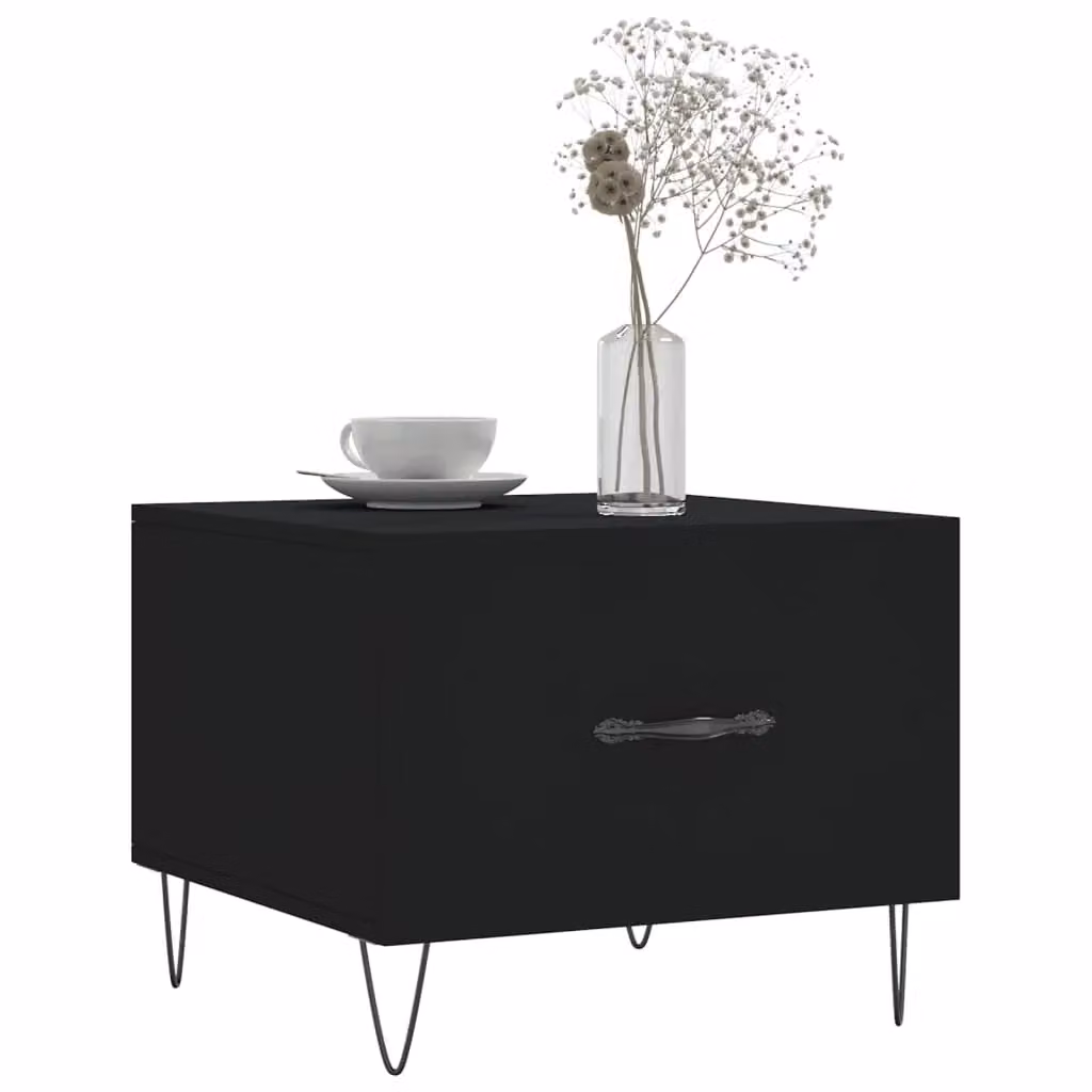 Berkfield Home Modern Black Square Coffee Table in Composite Wood W/D/H: 50 x 50 x 40 cm – 3