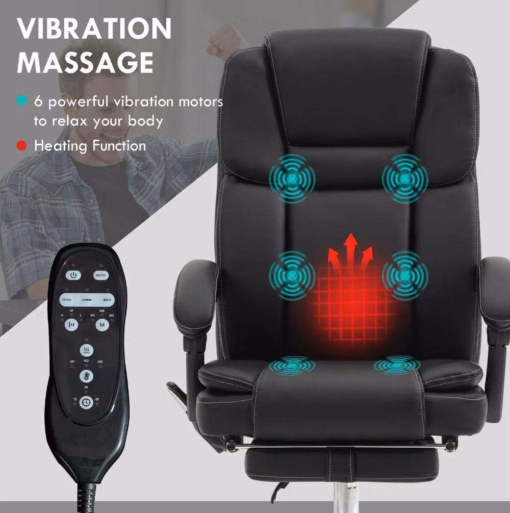 STILVORA Executive Office Chair in Black with Synthetic Leather, Headrest and Armrests – 4