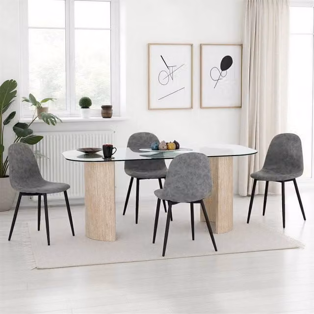 Seconique Modena Dining Set with Athens Chairs in Grey featuring an Oval Glass Table – 1