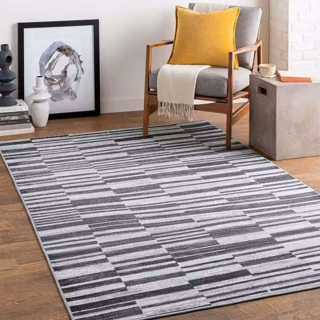Livabliss Monte Carlo Geometric Art Deco Rug in Black, White and Grey, W: 160 cm, D: 220 cm