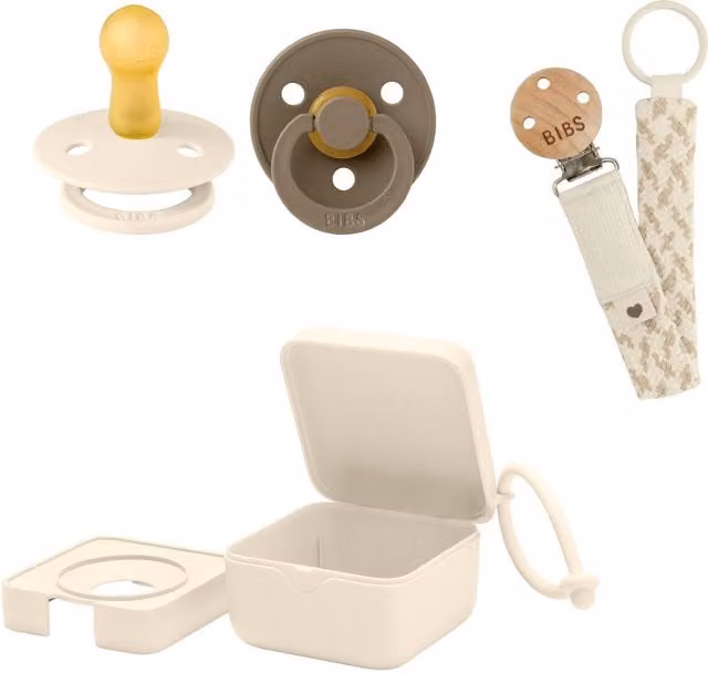 BIBS Dummy Bundle Size 1, 3 Pieces, Dark Oak and Ivory