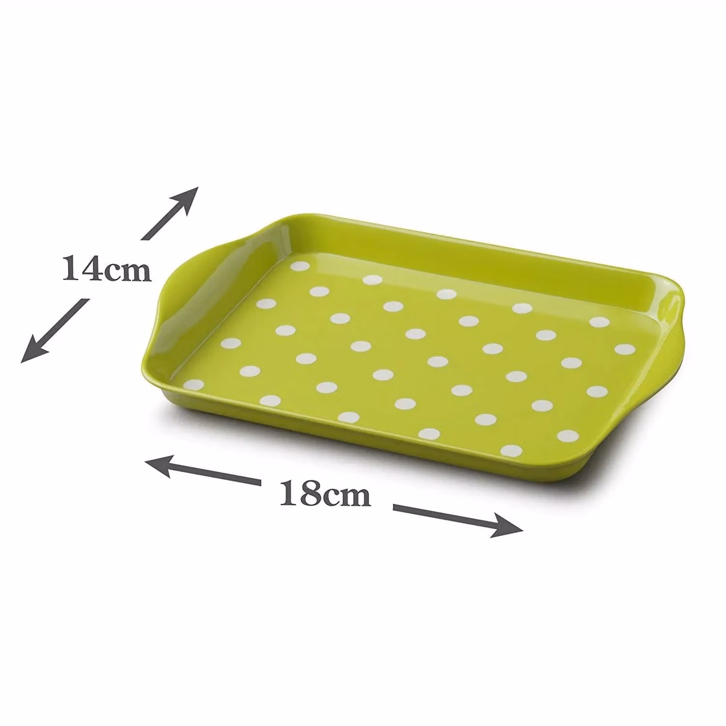 Zeal Dotty Melamine Mini Serving Tray with Handles, Green, W: 18 cm x D: 14 cm x H: 2 cm – 2