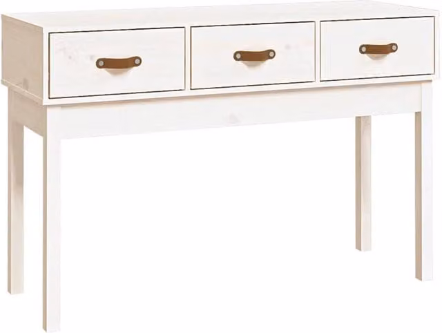 Berkfield Home Rustic White Solid Pine Console Table W/D/H: 114 x 40 x 75 cm