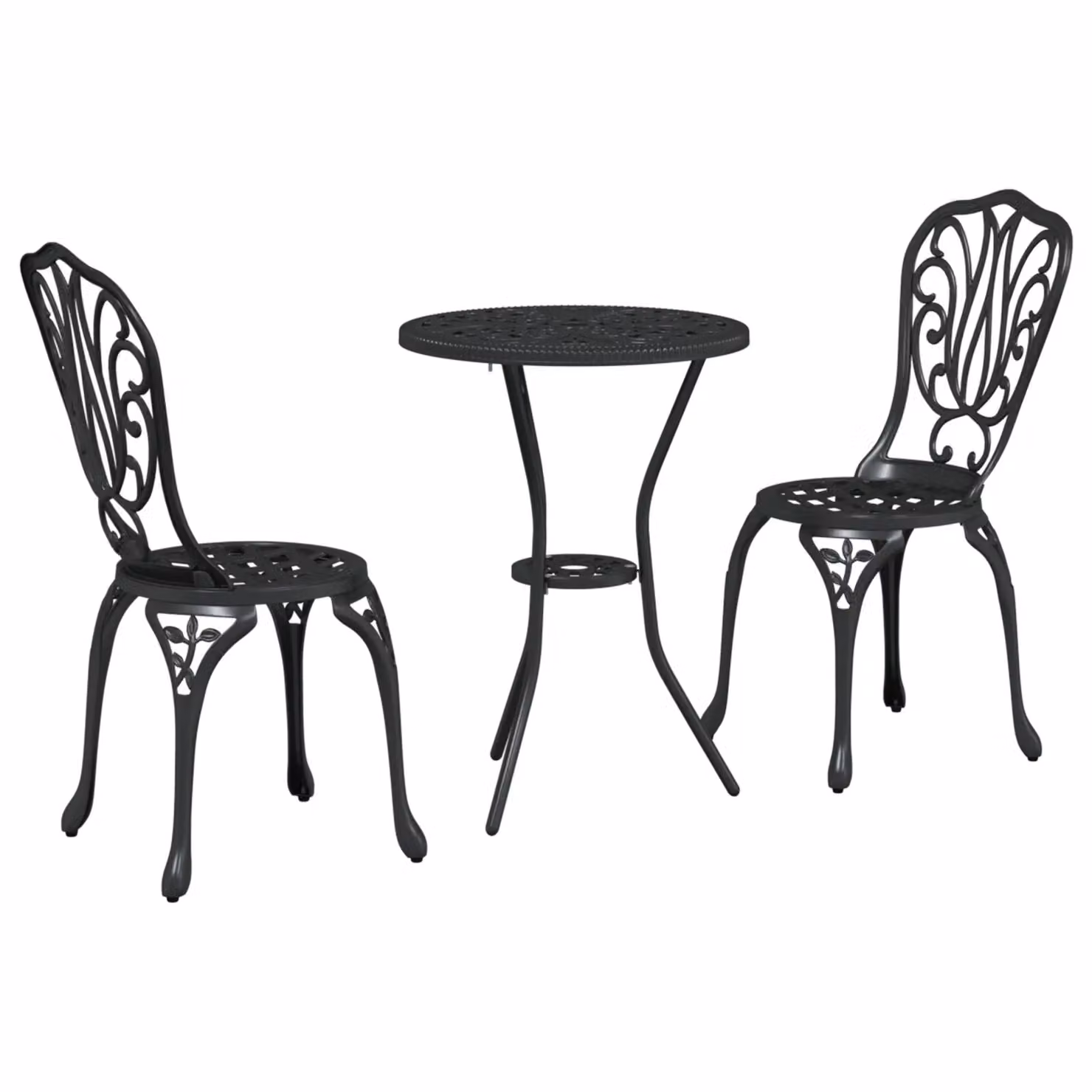 Berkfield Home 3-Piece Classic Garden Bistro Set in Matt Black Cast Metal – 2