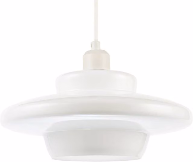 Happy Homewares Modern UFO Disc Styled Round Ceiling Pendant Light Shade in White Opal Glass